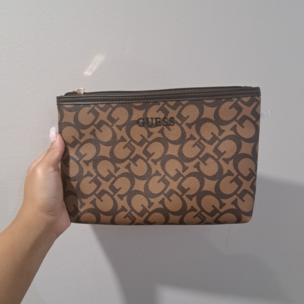 Guess Brown Monogram Clutch